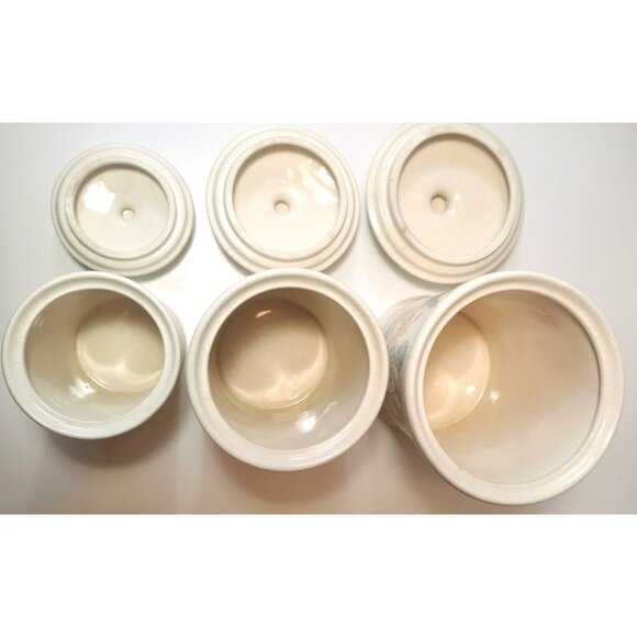 Vintage ALCO Ceramic Canister Trio – Made in Romania – Botanical Floral Design - Picture 3 of 16